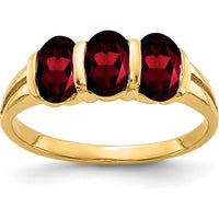 14K Yellow Gold 3-Stone Oval Garnet Ring - 0.60 Carat Total Garnet Weight by Monteluci Fine Jewelry