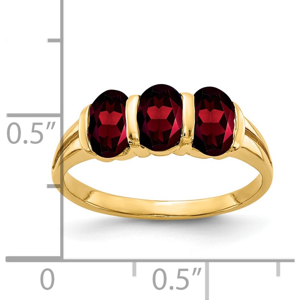 14K Yellow Gold 3-Stone Oval Garnet Ring - 0.60 Carat Total Garnet Weight by Monteluci Fine Jewelry