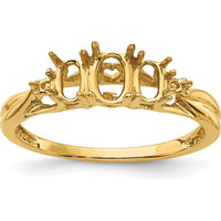 14K Yellow Gold 3-Stone Oval Gemstone Ring Mounting for 6x4mm and 5x3mm Stones by Monteluci Fine Jewelry