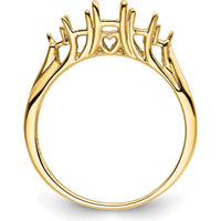 14K Yellow Gold 3-Stone Oval Gemstone Ring Mounting for 6x4mm and 5x3mm Stones by Monteluci Fine Jewelry