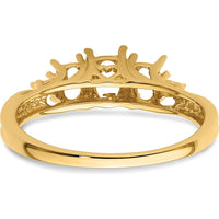 14K Yellow Gold 3-Stone Oval Gemstone Ring Mounting for 6x4mm and 5x3mm Stones by Monteluci Fine Jewelry