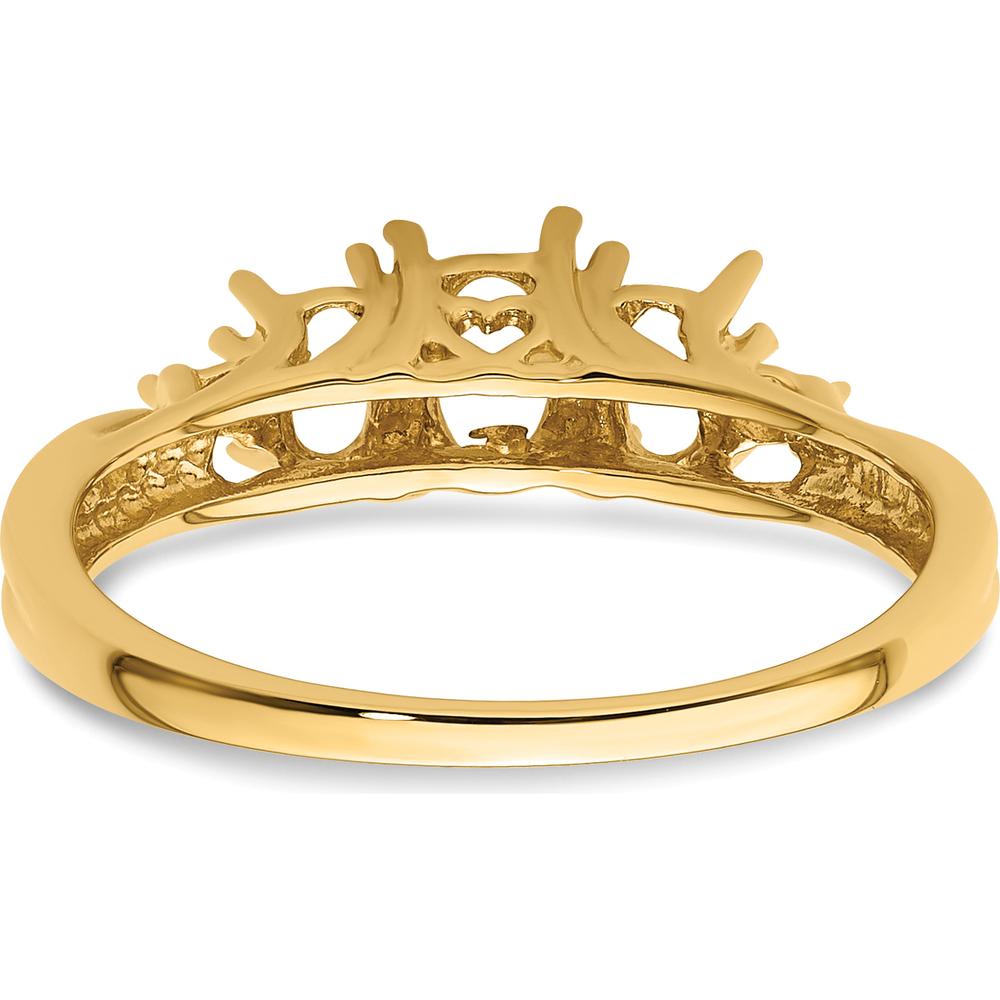 14K Yellow Gold 3-Stone Oval Gemstone Ring Mounting for 6x4mm and 5x3mm Stones by Monteluci Fine Jewelry