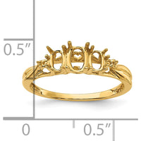 14K Yellow Gold 3-Stone Oval Gemstone Ring Mounting for 6x4mm and 5x3mm Stones by Monteluci Fine Jewelry