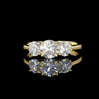 14K Yellow Gold 3-Stone Ring with 0.73 Carat Round Brilliant Center Lab Diamond and 0.67 Carat Side Stones - Total 1.40 Carats - Covaloro Fine Jewelry
