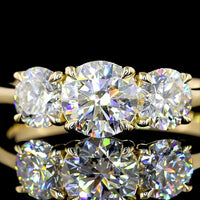 14K Yellow Gold 3-Stone Ring with 0.73 Carat Round Brilliant Center Lab Diamond and 0.67 Carat Side Stones - Total 1.40 Carats - Covaloro Fine Jewelry