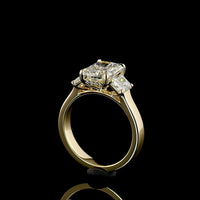 14K Yellow Gold 3-Stone Ring with 2.52 Carats Radiant Cut Lab Diamond Center and Matching Radiant Side Stones - 3.71 Carats Total Diamond Weight - Covaloro Fine Jewelry