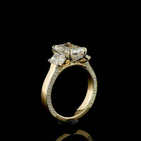 14K Yellow Gold 3-Stone Ring with 2.52 Carats Radiant Cut Lab Diamond Center and Matching Radiant Side Stones - 3.71 Carats Total Diamond Weight - Covaloro Fine Jewelry