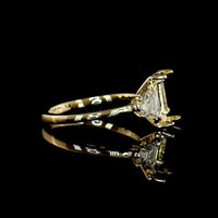 14K Yellow Gold 3-Stone Ring with 3.06 Carat Emerald Cut Lab Diamond and Trapezoid Cut Side Stones - 3.97 Total Carat Weight - Covaloro Fine Jewelry