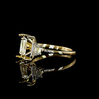 14K Yellow Gold 3-Stone Ring with 3.06 Carat Emerald Cut Lab Diamond and Trapezoid Cut Side Stones - 3.97 Total Carat Weight - Covaloro Fine Jewelry