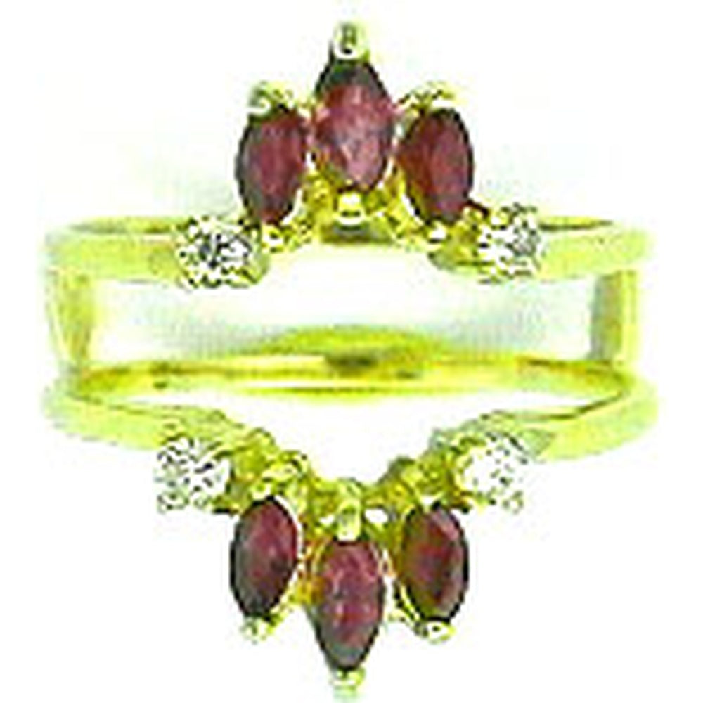 14K Yellow Gold 3-Stone Ring with Marquise-Cut Color Gemstones and Round Diamond Accents - 0.22 Carat Total Gem Weight - Royal Jewelry