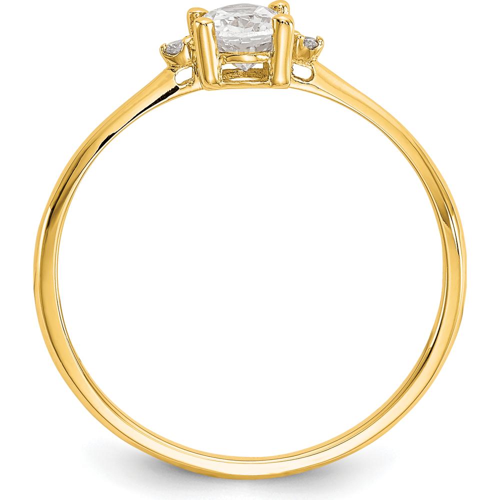 14K Yellow Gold 3-Stone Ring with Oval White Topaz & Round Diamonds - 0.55 Carat Total Gem Weight by Oro Pregiato