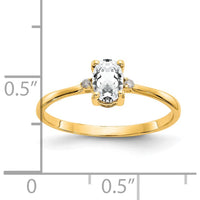 14K Yellow Gold 3-Stone Ring with Oval White Topaz & Round Diamonds - 0.55 Carat Total Gem Weight by Oro Pregiato
