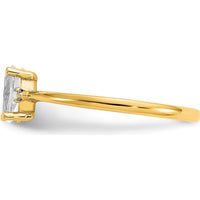 14K Yellow Gold 3-Stone Ring with Oval White Topaz & Round Diamonds - 0.55 Carat Total Gem Weight by Oro Pregiato