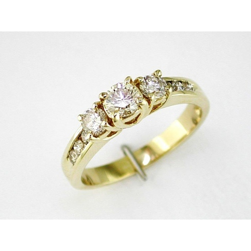 14K Yellow Gold 3-Stone Ring with Prong-Set Round Diamonds - 0.55 Carat Total Diamond Weight - Royal Jewelry