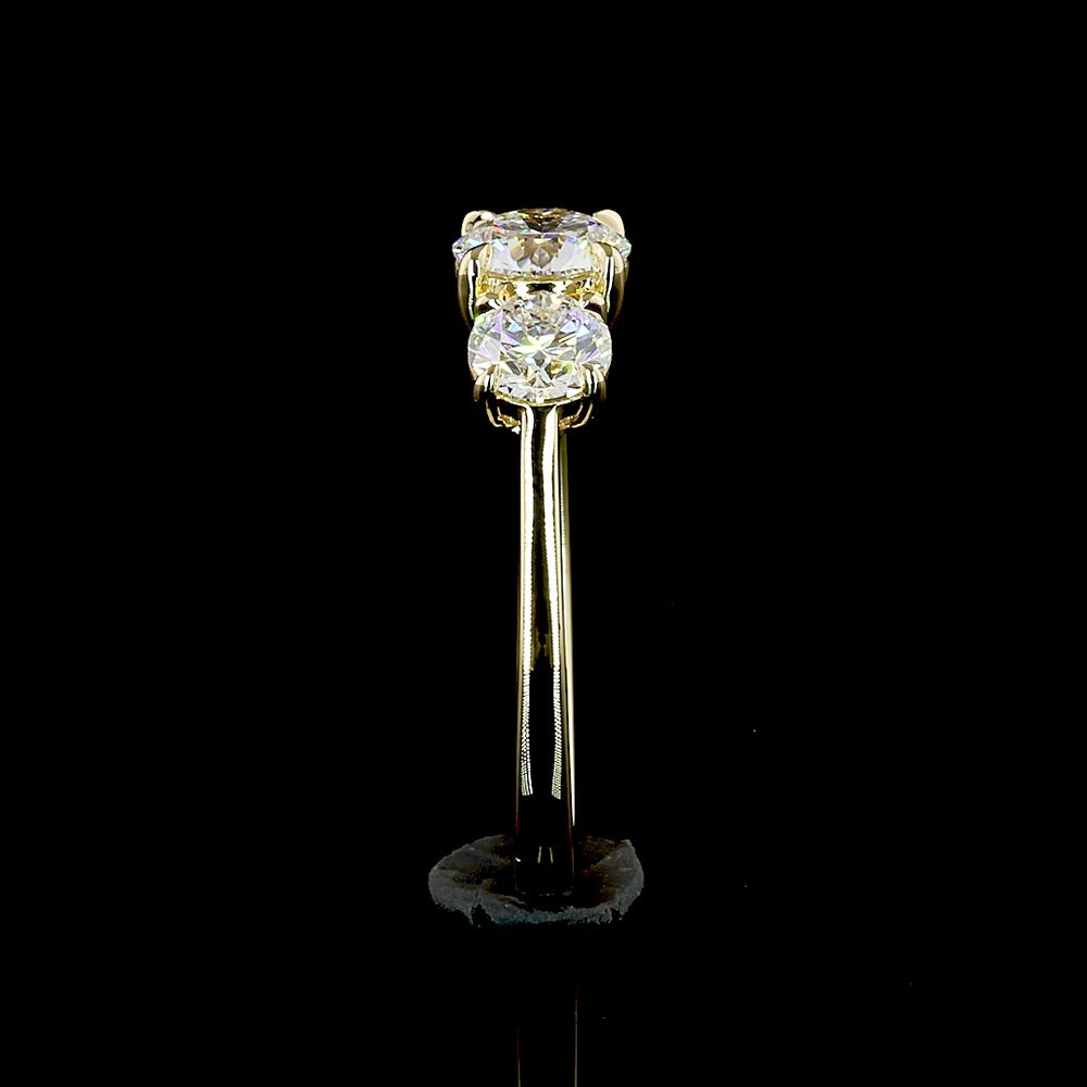 14K Yellow Gold 3-Stone Ring with Round Lab-Grown Diamonds - 1.44 Carats Total Weight (0.72 Carats Center D VVS2 & 0.72 Carats Side Stones E VS2) - Covaloro Fine Jewelry