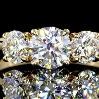 14K Yellow Gold 3-Stone Ring with Round Lab-Grown Diamonds - 1.44 Carats Total Weight (0.72 Carats Center D VVS2 & 0.72 Carats Side Stones E VS2) - Covaloro Fine Jewelry