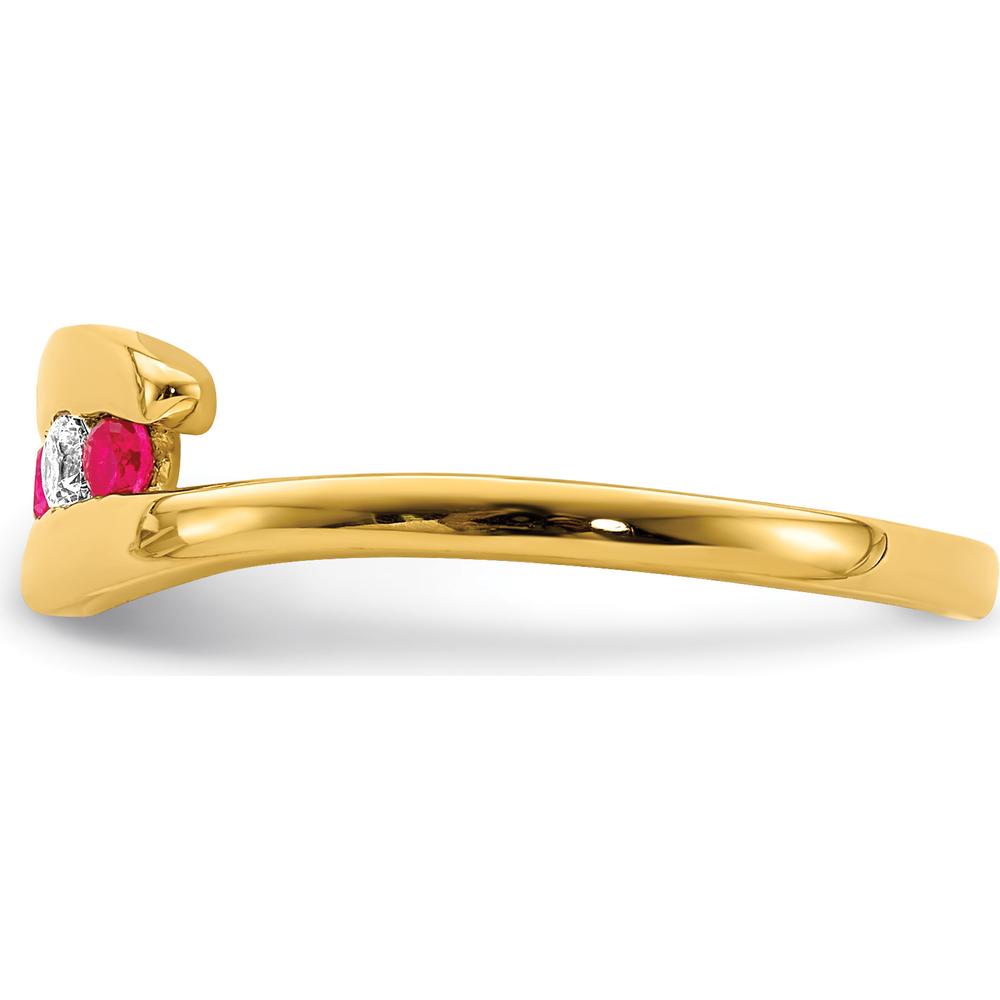 14K Yellow Gold 3-Stone Ruby and Diamond Ring - 0.12 Carat Total Gem Weight by 0
