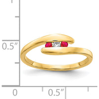 14K Yellow Gold 3-Stone Ruby and Diamond Ring - 0.12 Carat Total Gem Weight by 0