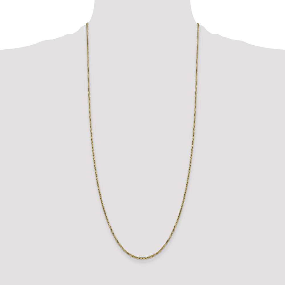14K Yellow Gold 30" 1.5mm Semi-Solid Round Box Chain Necklace with Lobster Clasp by Oro Pregiato