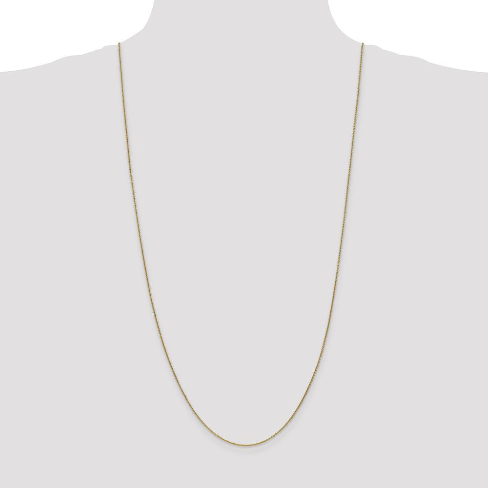 14K Yellow Gold 30" 1mm Round Open Link Cable Chain with Lobster Clasp by Oro Pregiato