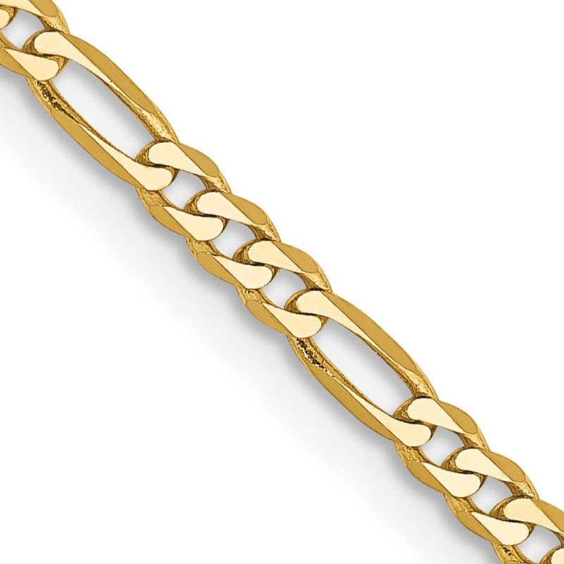 14K Yellow Gold 30" 2.25mm Flat Figaro Chain with Lobster Clasp by Oro Pregiato