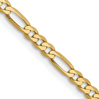 14K Yellow Gold 30" 2.75mm Polished Flat Figaro Chain with Lobster Clasp by Oro Pregiato