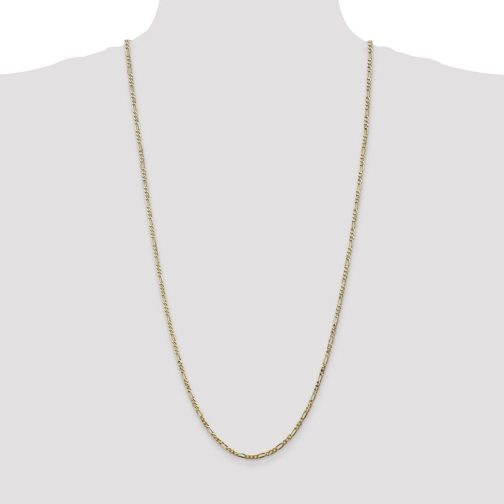 14K Yellow Gold 30" 2.75mm Polished Flat Figaro Chain with Lobster Clasp by Oro Pregiato