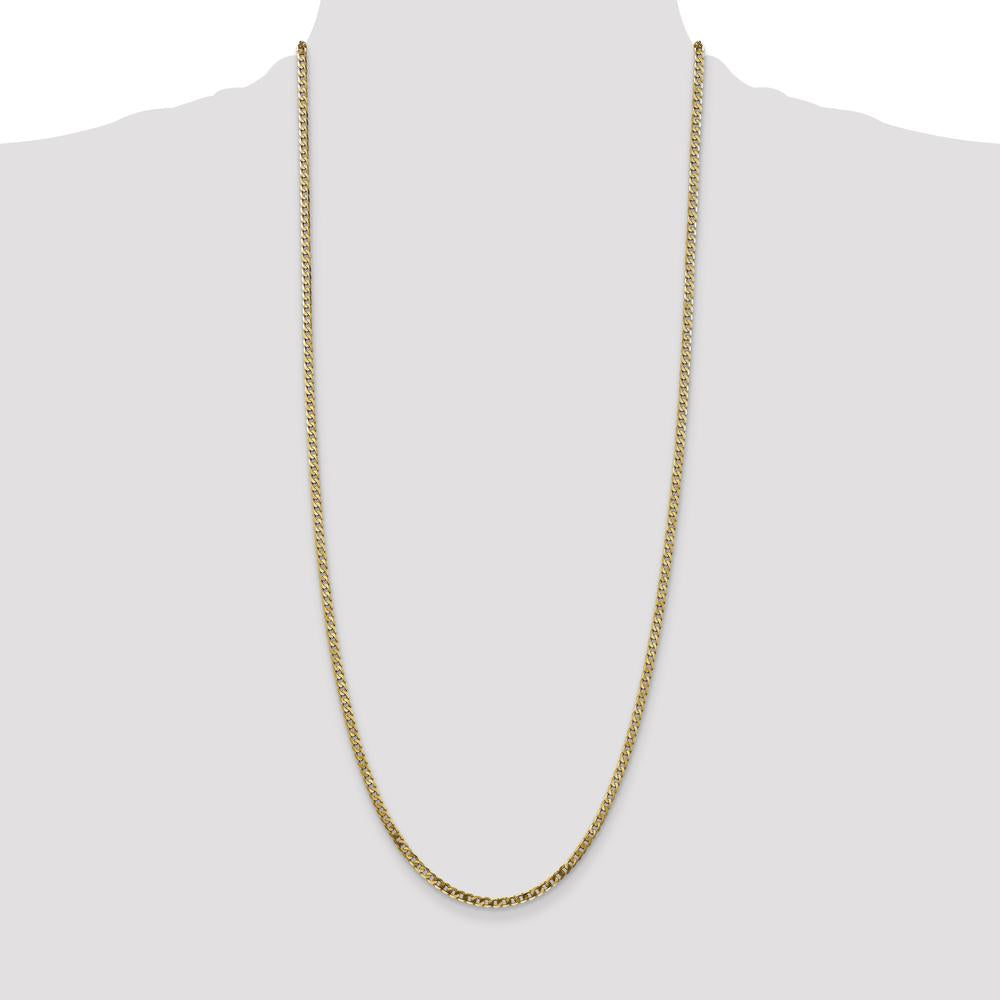 14K Yellow Gold 30" 2.9mm Flat Beveled Curb Chain with Lobster Clasp by Oro Pregiato