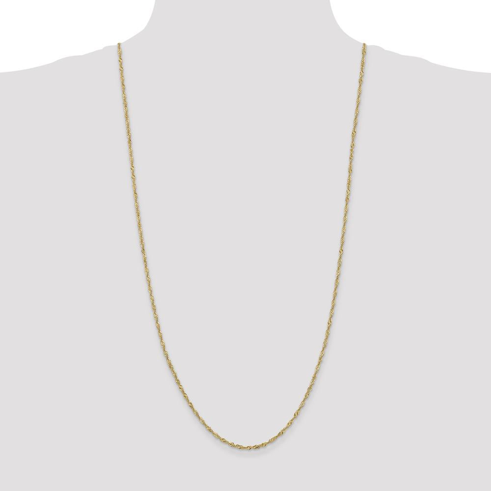 14K Yellow Gold 30" 2mm Singapore Chain Necklace with Lobster Clasp by Oro Pregiato