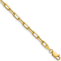 14K Yellow Gold 30" 3.5mm Solid Beveled Paperclip Chain Necklace by Oro Pregiato