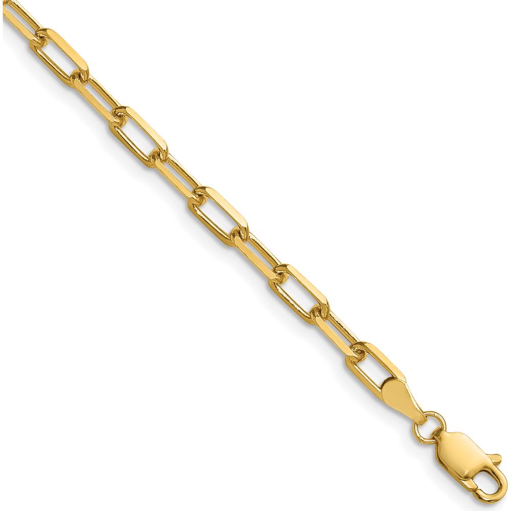 14K Yellow Gold 30" 3.5mm Solid Beveled Paperclip Chain Necklace by Oro Pregiato