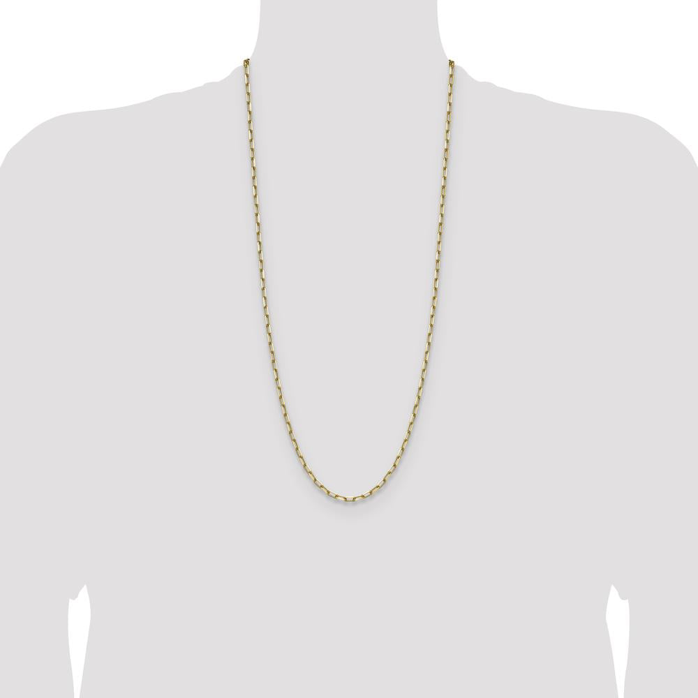 14K Yellow Gold 30" 3.5mm Solid Beveled Paperclip Chain Necklace by Oro Pregiato