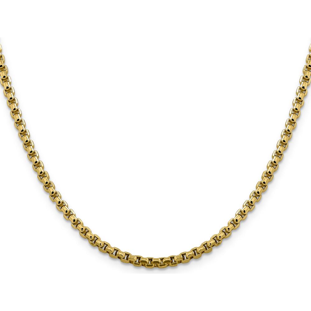 14K Yellow Gold 30" 3.6mm Semi-Solid Round Box Chain with Lobster Clasp by IBGoodman