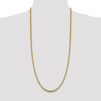 14K Yellow Gold 30" 3.6mm Semi-Solid Round Box Chain with Lobster Clasp by IBGoodman
