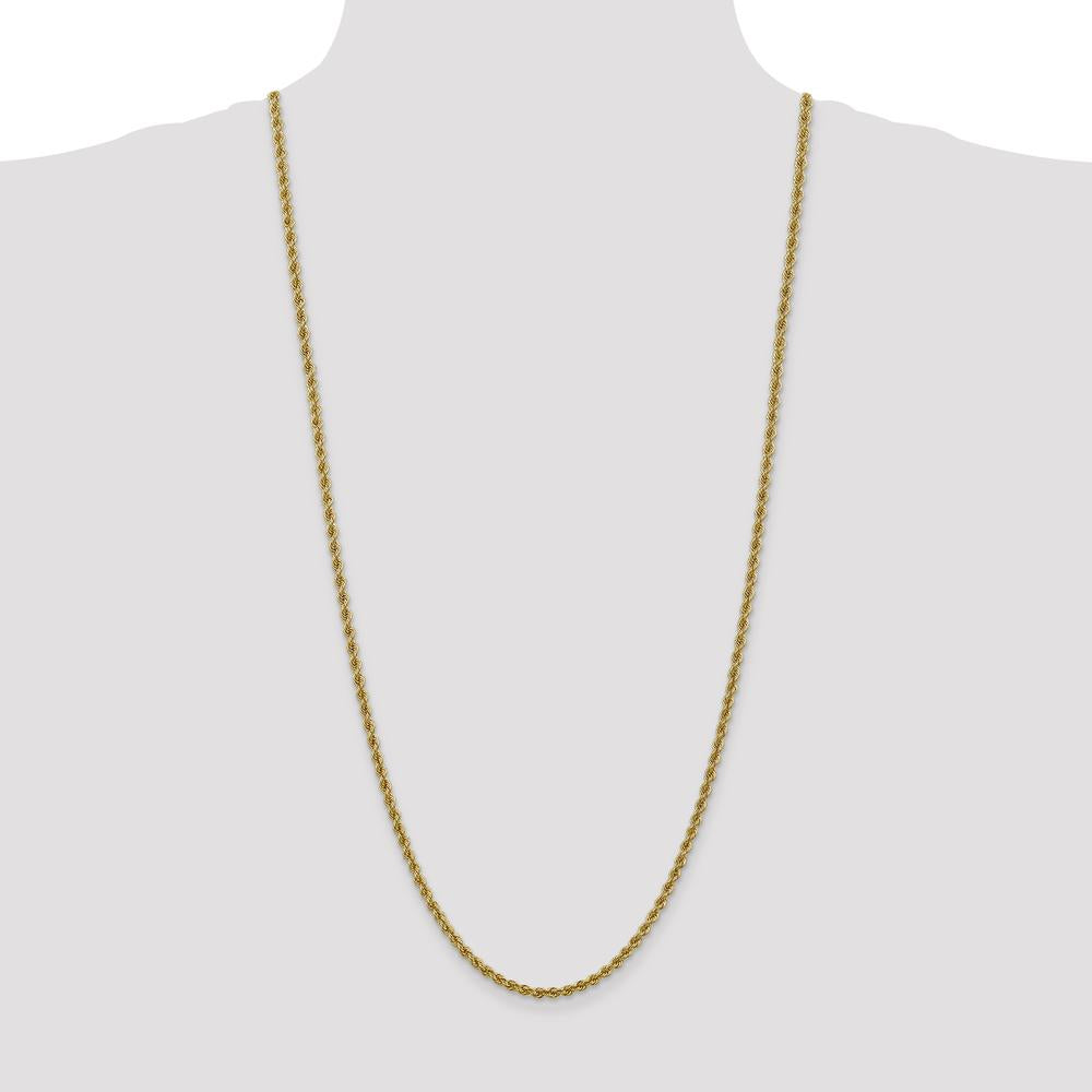 14K Yellow Gold 30" 3mm Rope Chain with Lobster Clasp - Polished Finish