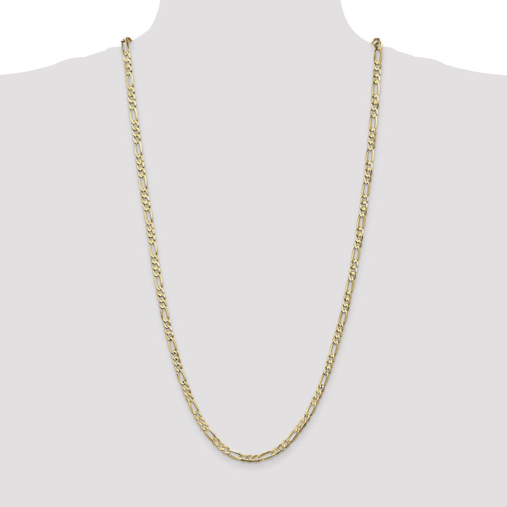 14K Yellow Gold 30" 4.5mm Concave Open Figaro Chain Necklace with Lobster Clasp by Oro Pregiato