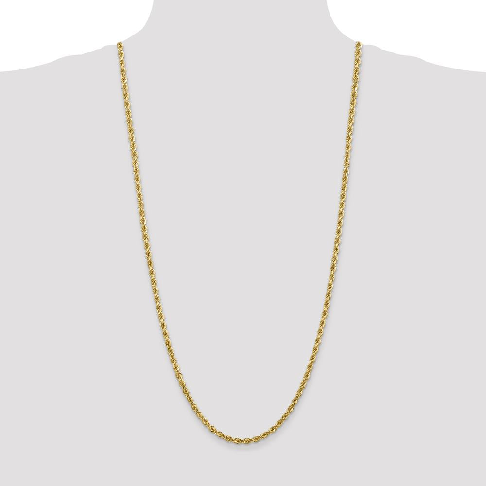 14K Yellow Gold 30" 4mm Diamond-Cut Rope Chain with Lobster Clasp
