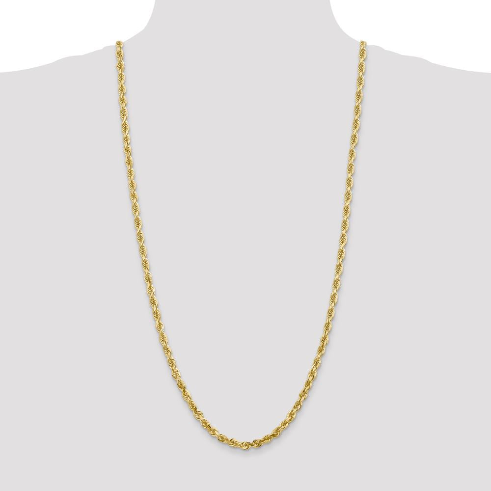 14K Yellow Gold 30" 5mm Diamond-Cut Quadruple Rope Chain with Lobster Clasp by Oro Pregiato
