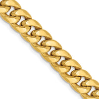 14K Yellow Gold 30" 7.3mm Semi-Solid Miami Cuban Chain with Lobster Clasp by Oro Pregiato