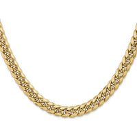 14K Yellow Gold 30" 7.3mm Semi-Solid Miami Cuban Chain with Lobster Clasp by Oro Pregiato