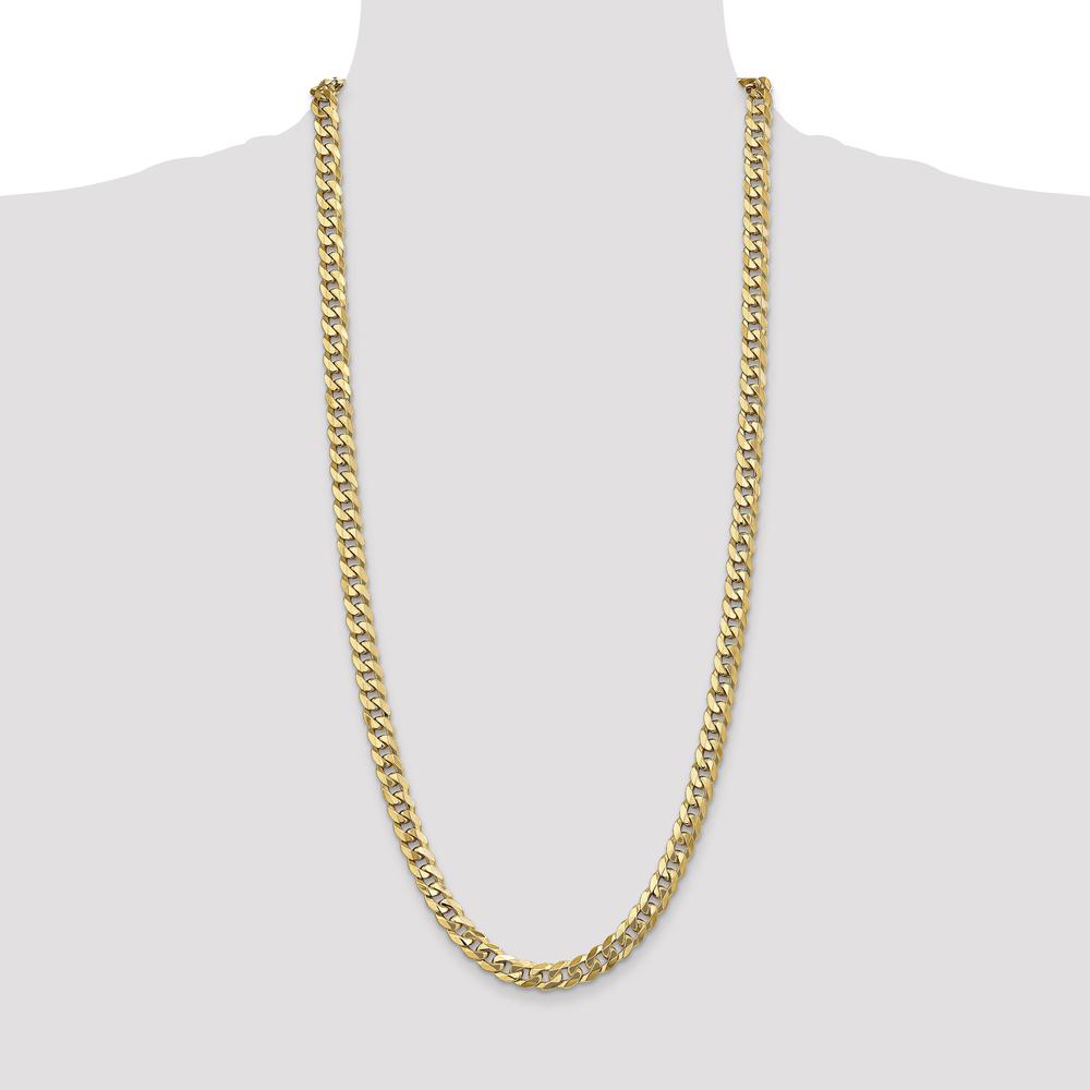 14K Yellow Gold 30" 8mm Flat Beveled Curb Chain with Lobster Clasp by Oro Pregiato