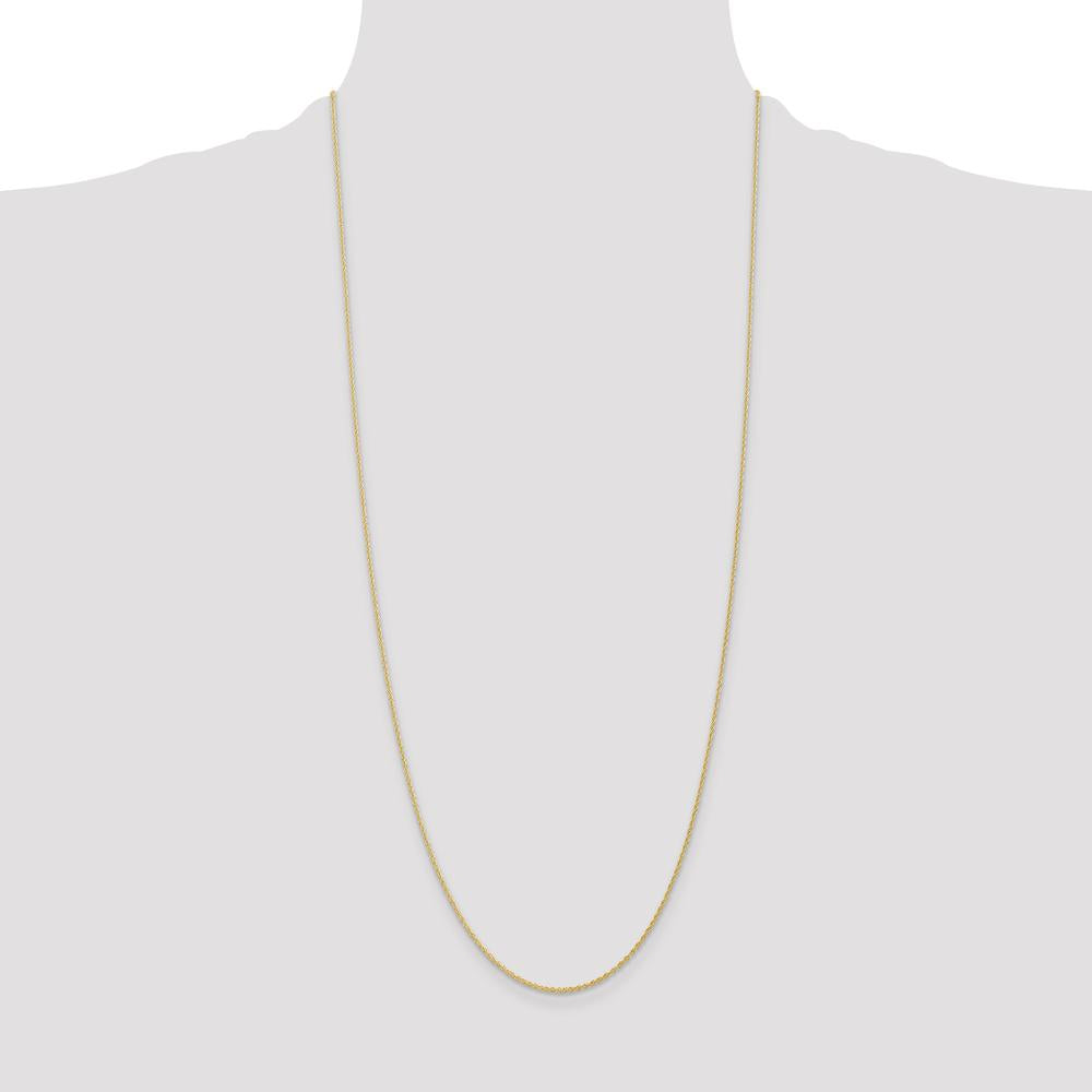 14K Yellow Gold 30" Baby Rope Chain Necklace with Spring Ring Clasp - 1.1mm Width by Oro Pregiato