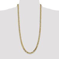 14K Yellow Gold 30" Beveled Curb Chain - 7.25mm Width by Oro Pregiato