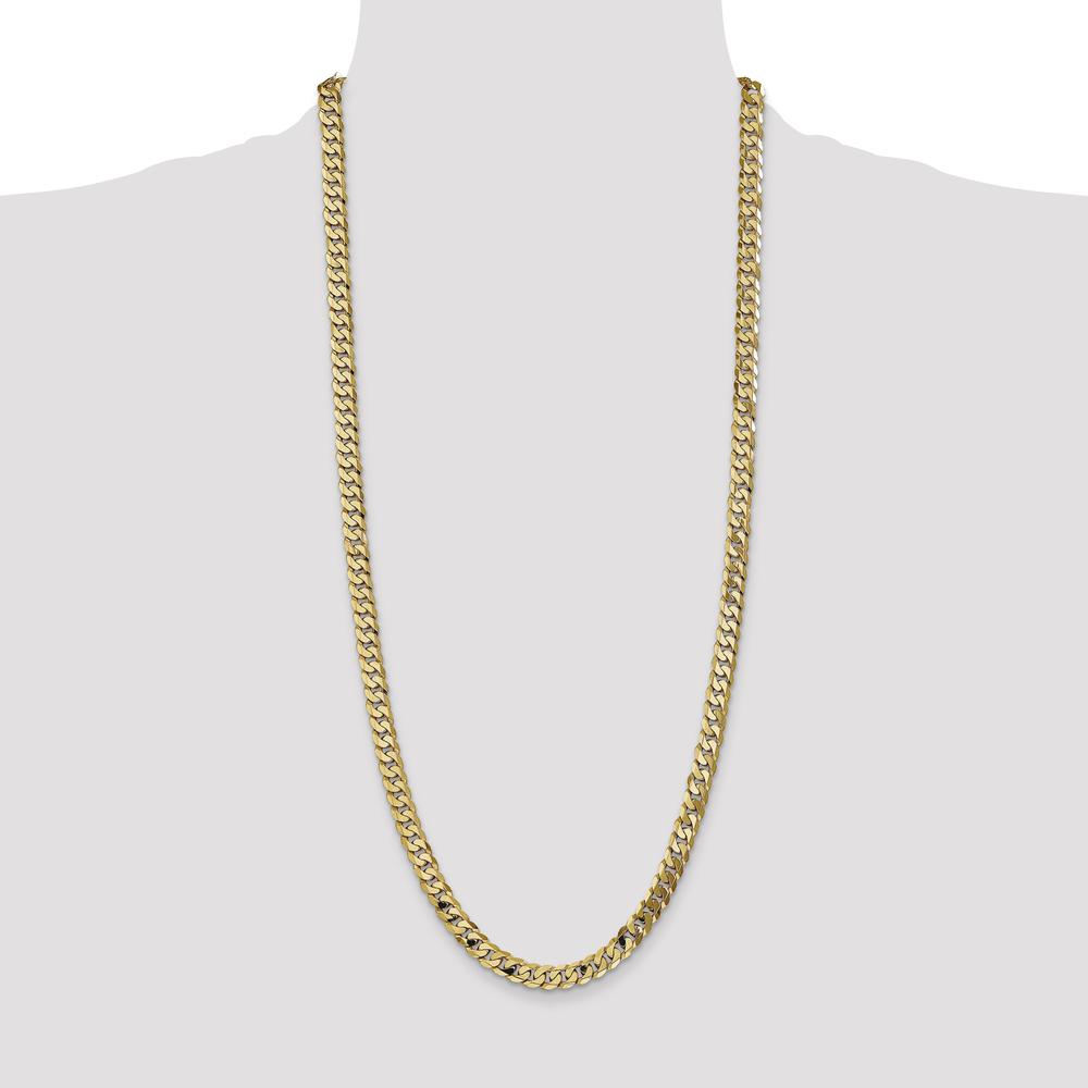 14K Yellow Gold 30" Beveled Curb Chain - 7.25mm Width by Oro Pregiato