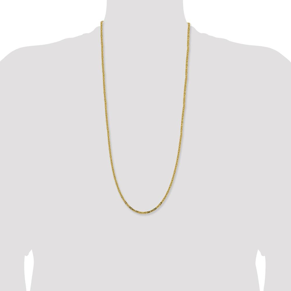 14K Yellow Gold 30" Byzantine Chain Necklace - Handcrafted with Polished Finish and Lobster Clasp by Oro Pregiato