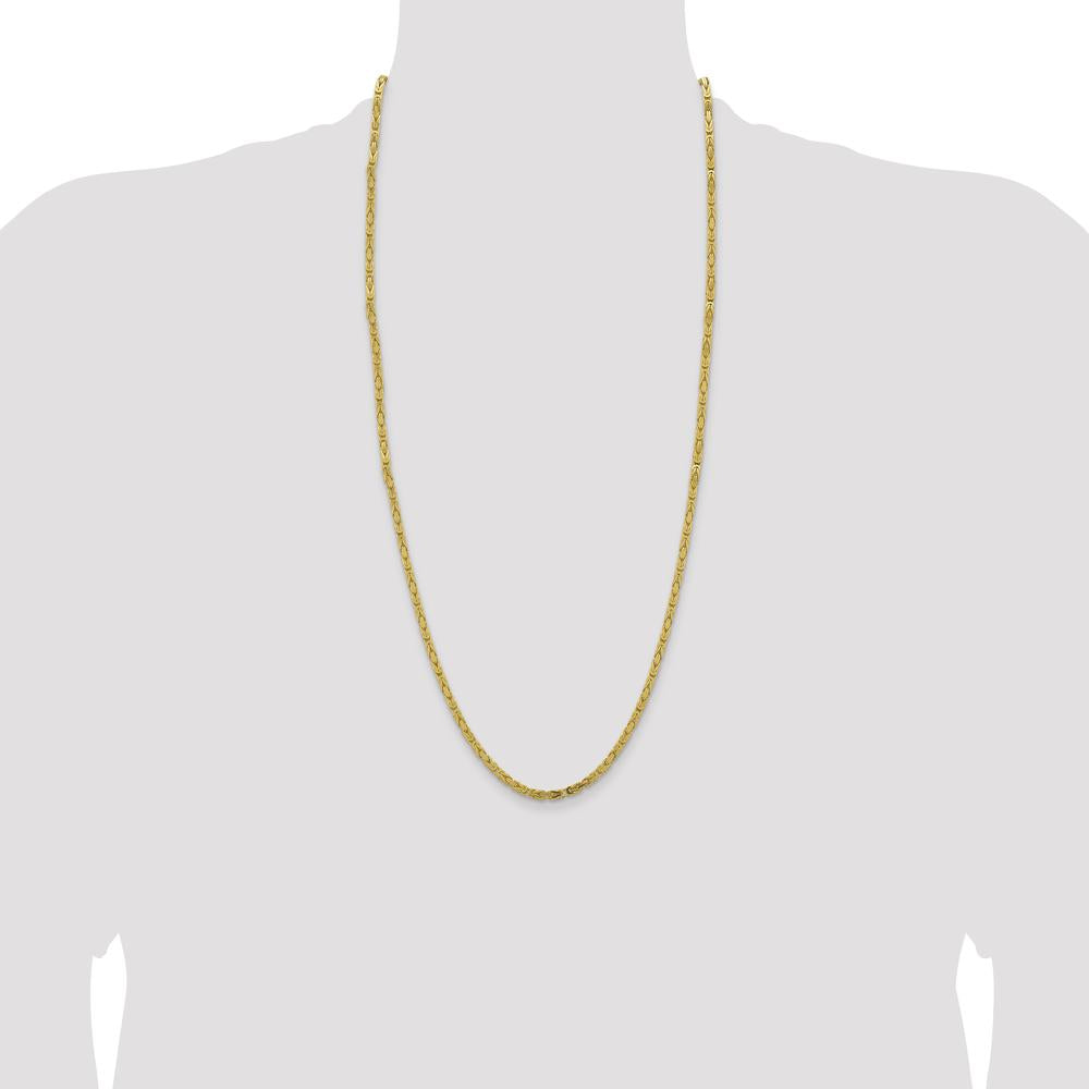 14K Yellow Gold 30" Byzantine Chain Necklace with Lobster Clasp by Oro Pregiato