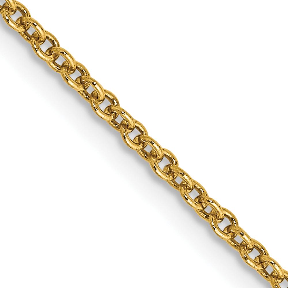 14K Yellow Gold 30" Cable Link Chain - 1.6mm Round Open Link with Lobster Clasp by Oro Pregiato
