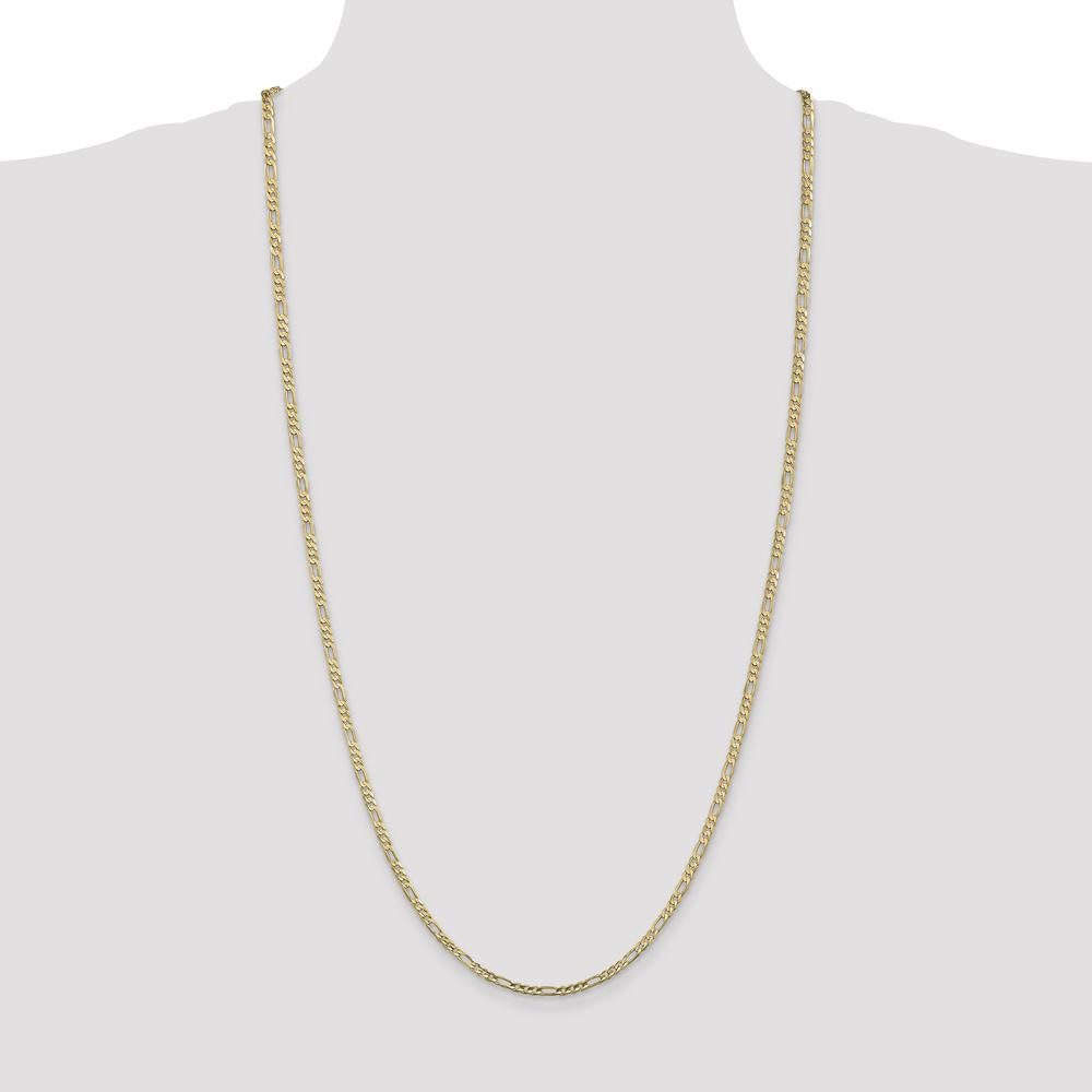 14K Yellow Gold 30" Concave Open Figaro Chain with Lobster Clasp - 3mm Width by Oro Pregiato