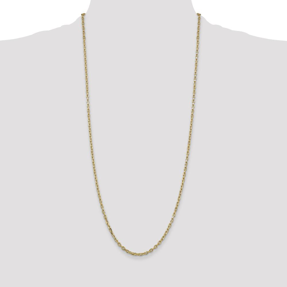 14K Yellow Gold 30" Diamond-Cut Cable Chain Necklace - 3mm Width, Lobster Clasp by Oro Pregiato