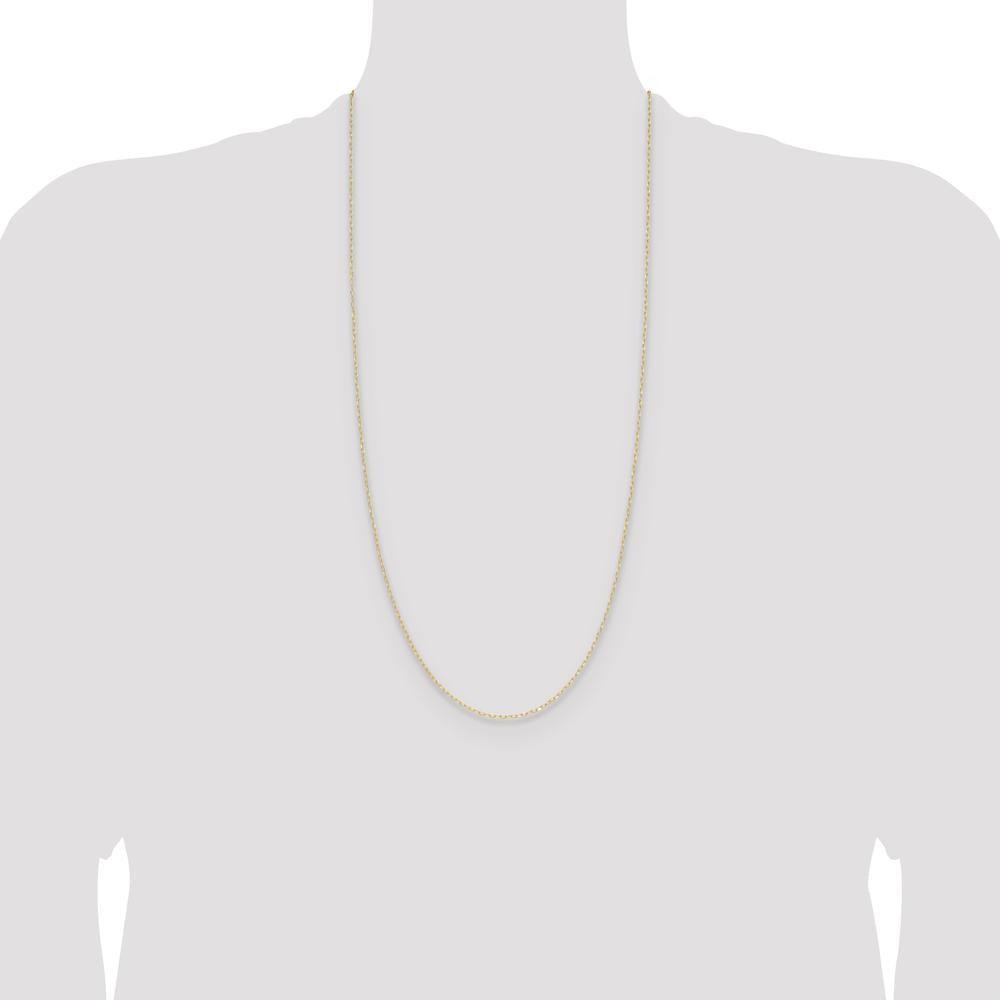 14K Yellow Gold 30" Diamond-Cut Forzantine Cable Chain - 0.8mm Width by Oro Pregiato